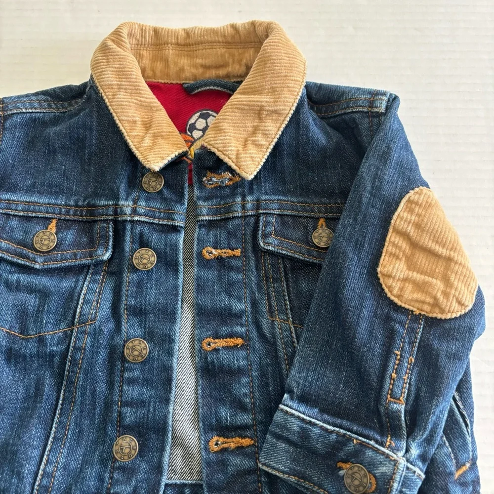 Talbots Kids Denim Jean Barn Jacket Corduroy Collar Elbow Patches Toddler 12 Mon